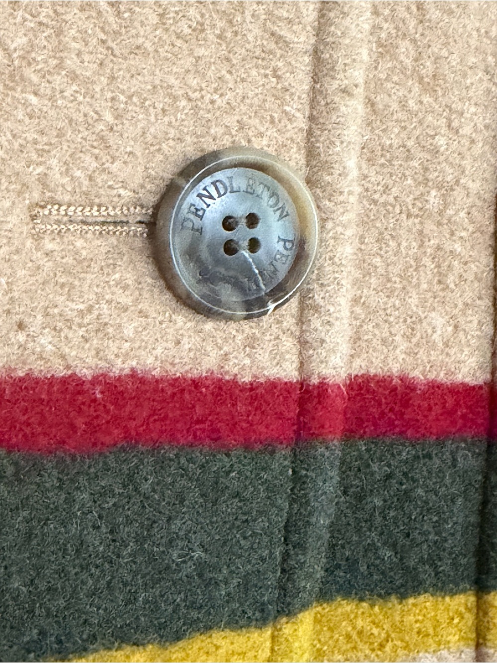 PENDLETON Women's Camel Wool blend Stripe Coat, sz M - Picture 5 of 9